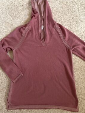 J. Jill V-Neck Hooded Sweater in Dusty Rose